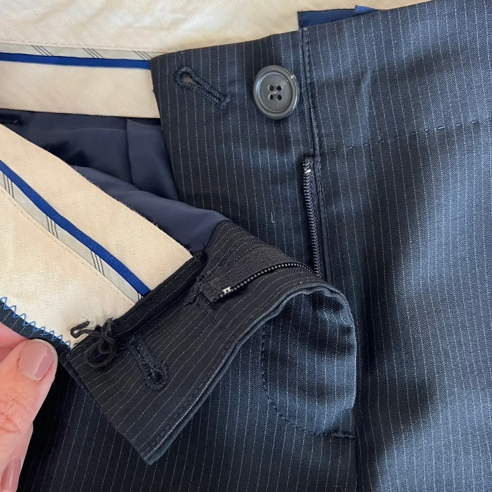 J Crew Pin Stripe Lined Straight Leg BlueTrousers Size 2